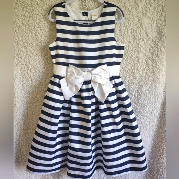 Gymboree Navy Blue Striped Party Dress sz 8 - Picture 2 of 5